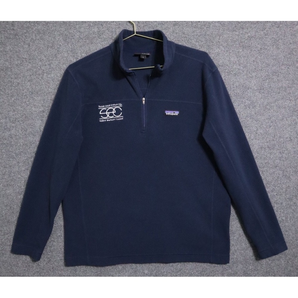 Patagonia Pullover Men Large Blue Micro D Fleece 1/2 Zip Mock Hiking Camping EUC